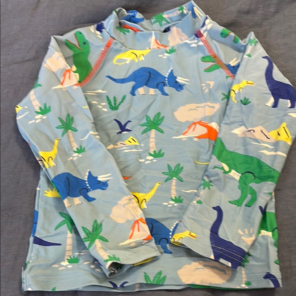 Baby Boden Kids Dinosaur Print Rashguard - Blue, Green, Yellow